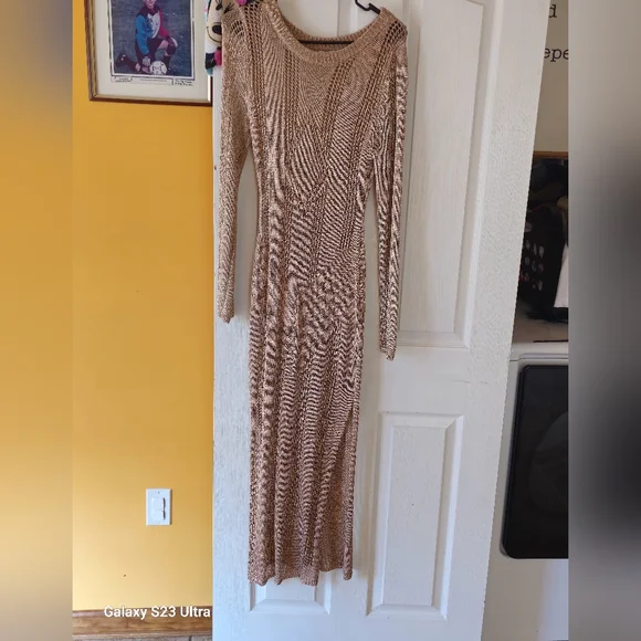 Fashion Nova | Dresses | Fashion Nova Rose Gold Long Sleeve Mesh Dress |  Poshmark